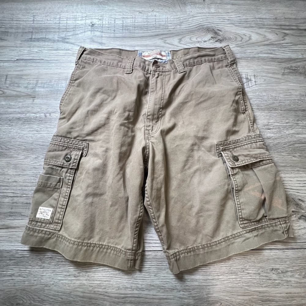 Signature by Levi Strauss Mens 38 Tan Khaki Cargo Shorts Cotton Utility Rugged